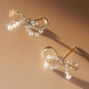 Anthropologie Arco Bow Earrings in Gold